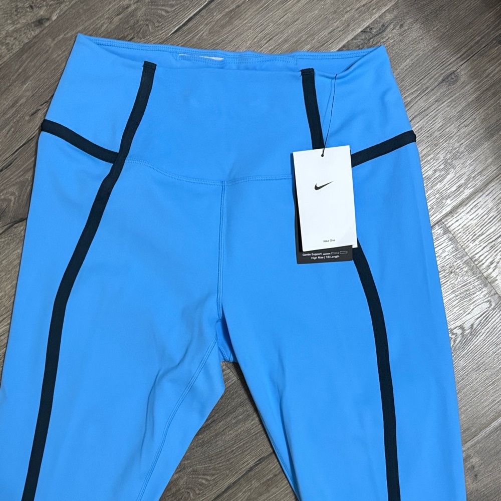 Nike Ladies Light Blue Leggings with Black Accents